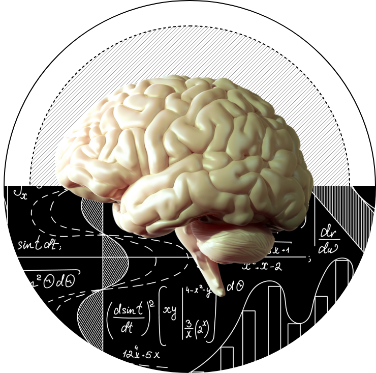 Image of brain thinking of math concepts and problems